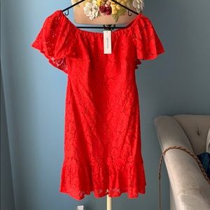 Off the shoulder RED lace dress. Never worn